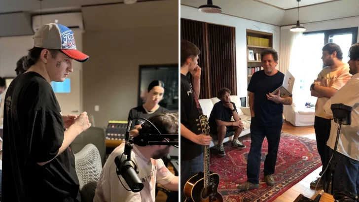 Andrés Calamaro, Lali Espósito y Dillom juntos en el estudio, ¿se viene una triple colaboración?