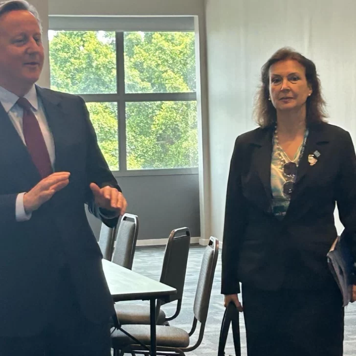 Malvinas: Diana Mondino se reunió con el canciller británico, David Cameron, en Brasil