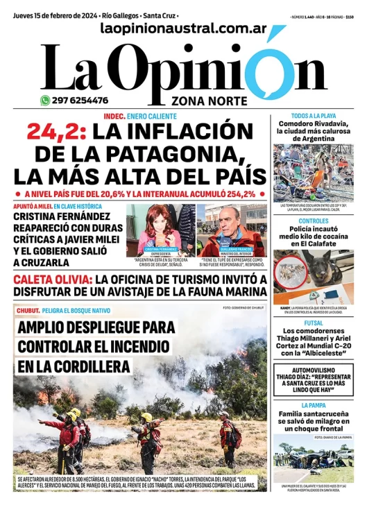 Diario La Opinión Zona Norte Tapa Edición Impresa Del Jueves 15 De Febrero De 2024 Caleta