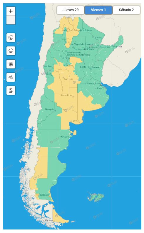 Alerta amarilla por lluvias y viento en la provincia de Santa Cruz | La ...