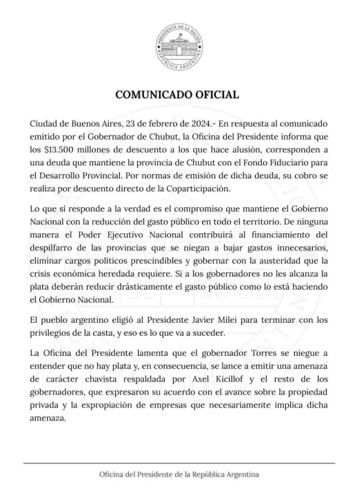 comunicado-oficina-del-presidente-milei-contra-ignacio-torres-2-515x728