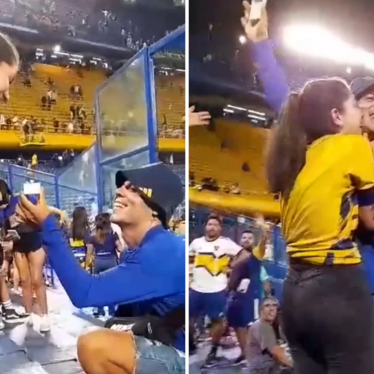 En el Día de San Valentín, un hincha de Boca le pidió casamiento a su novia en la Bombonera