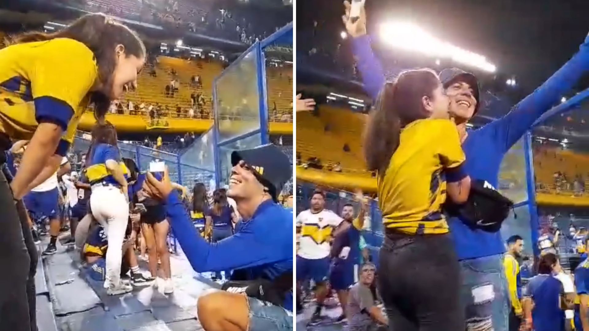 En el Día de San Valentín, un hincha de Boca le pidió casamiento a su novia en la Bombonera