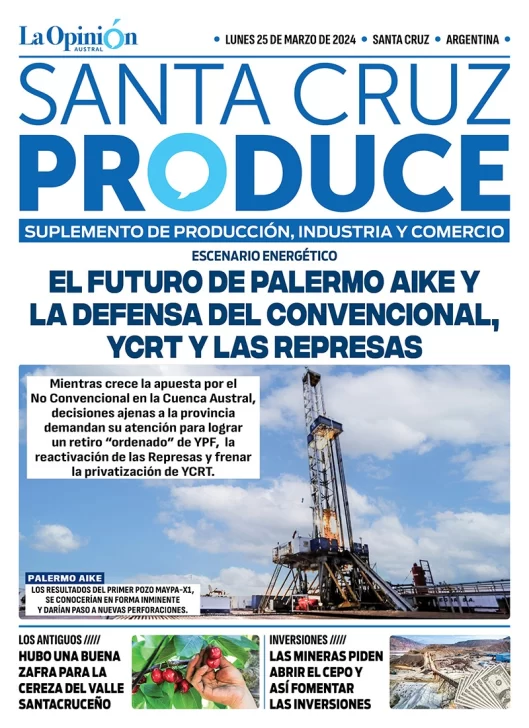 Tapa Suplemento Santa Cruz Produce: El futuro de Palermo Aike y la defensa del convencional, YCRT y las represas