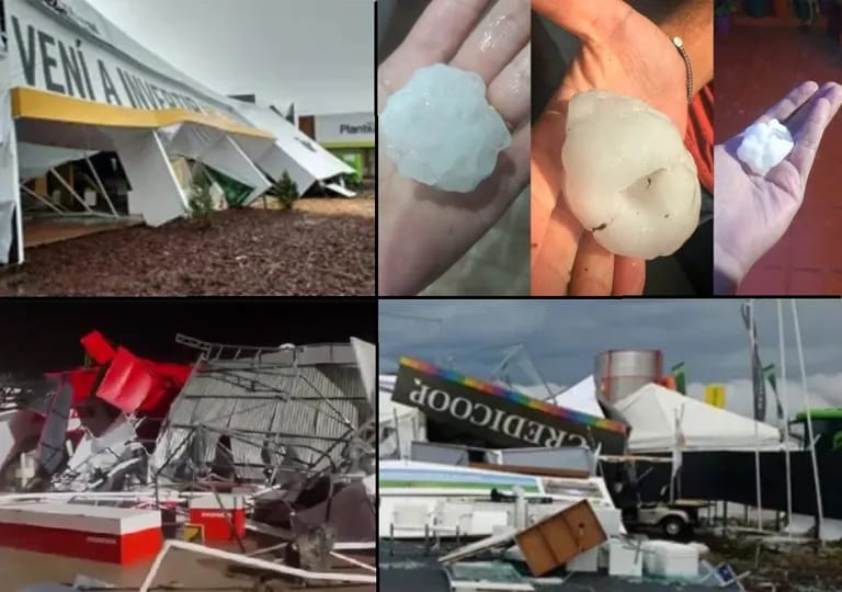 Temporal en San Nicolás: el granizo y las ráfagas de 100km/h causaron destrozos en ExpoAgro