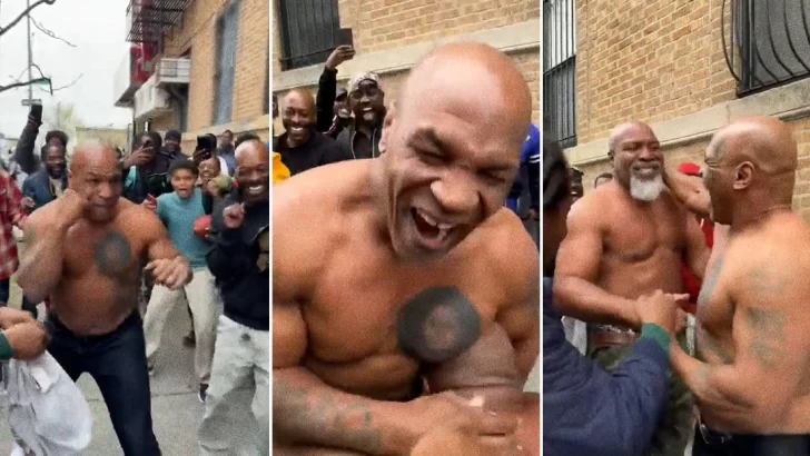 Mike Tyson se agarró “a las piñas”, sin remera, en plena calle: mirá el video