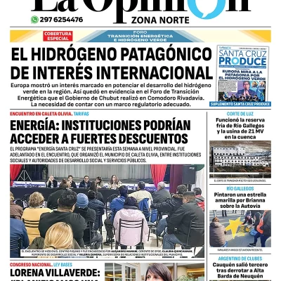 Diario La Opinión Zona Norte tapa edición impresa del lunes 29 abril de 2024, Caleta Olivia, Santa Cruz, Argentina