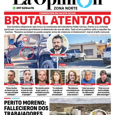 Diario La Opinión Zona Norte tapa edición impresa del jueves 11 de abril de 2024, Caleta Olivia, Santa Cruz, Argentina