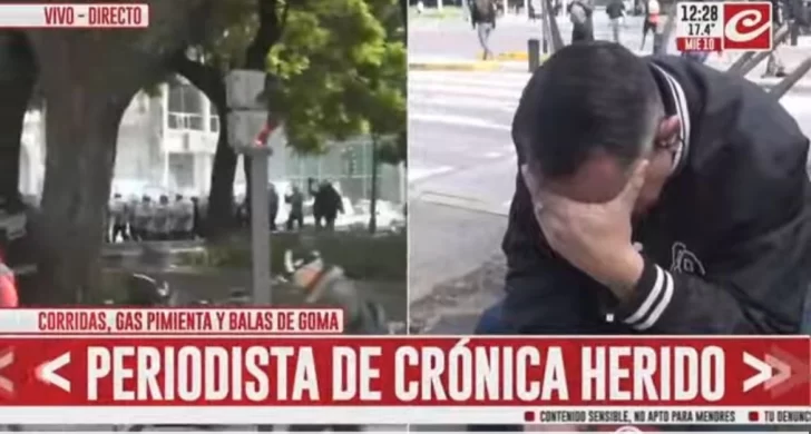 Balearon a un periodista de Crónica HD en medio de una fuerte represión en la Avenida 9 de Julio