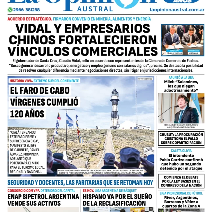 Diario La Opinión Austral tapa edición impresa del martes 16 de abril de 2024, Río Gallegos, Santa Cruz, Argentina Diario La Opinión Austral tapa edición impresa del martes 16 de abril de 2024, Río Gallegos, Santa Cruz, Argentina