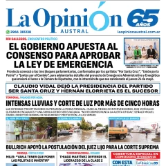 Diario La Opinión Austral tapa edición impresa del sábado 20 de abril de 2024, Río Gallegos, Santa Cruz, Argentina