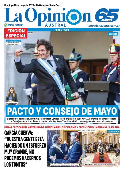 Tapa Especial de La Opinión Austral: Pacto y Consejo de Mayo