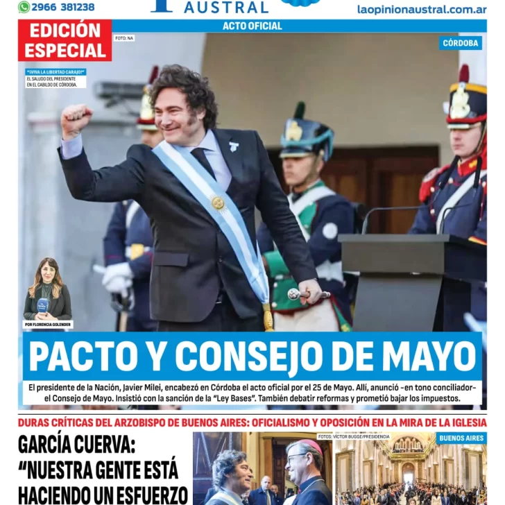 Tapa Especial de La Opinión Austral: Pacto y Consejo de Mayo