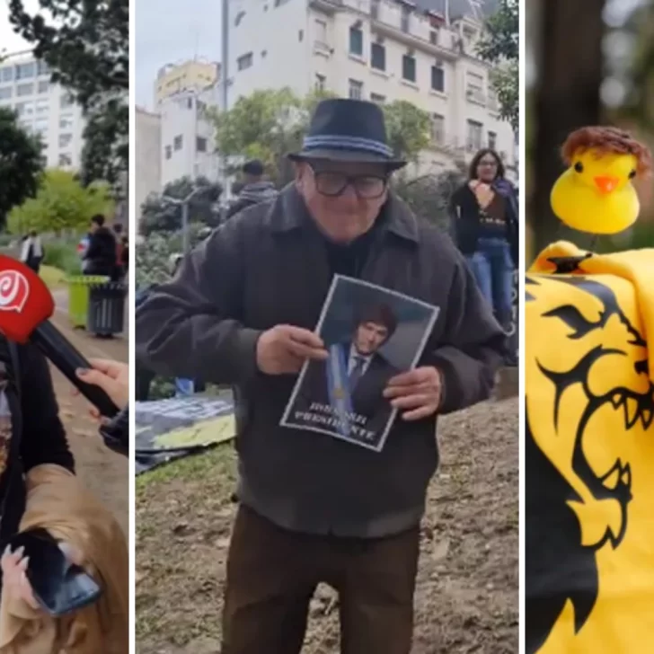 Así se vive la previa de Milei en el Luna Park: desde leones bailarines hasta “patitos kawai” con peluca