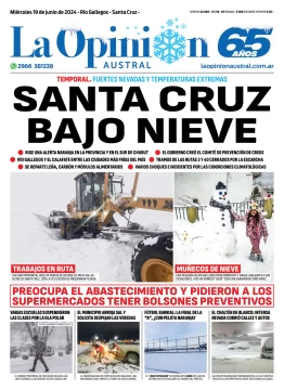 Diario La Opinión Austral tapa edición impresa del miércoles 19 de junio de 2024, Río Gallegos, Santa Cruz, Argentina