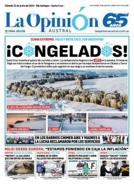 Diario La Opinión Austral tapa edición impresa del sábado 22 de junio de 2024, Río Gallegos, Santa Cruz, Argentina