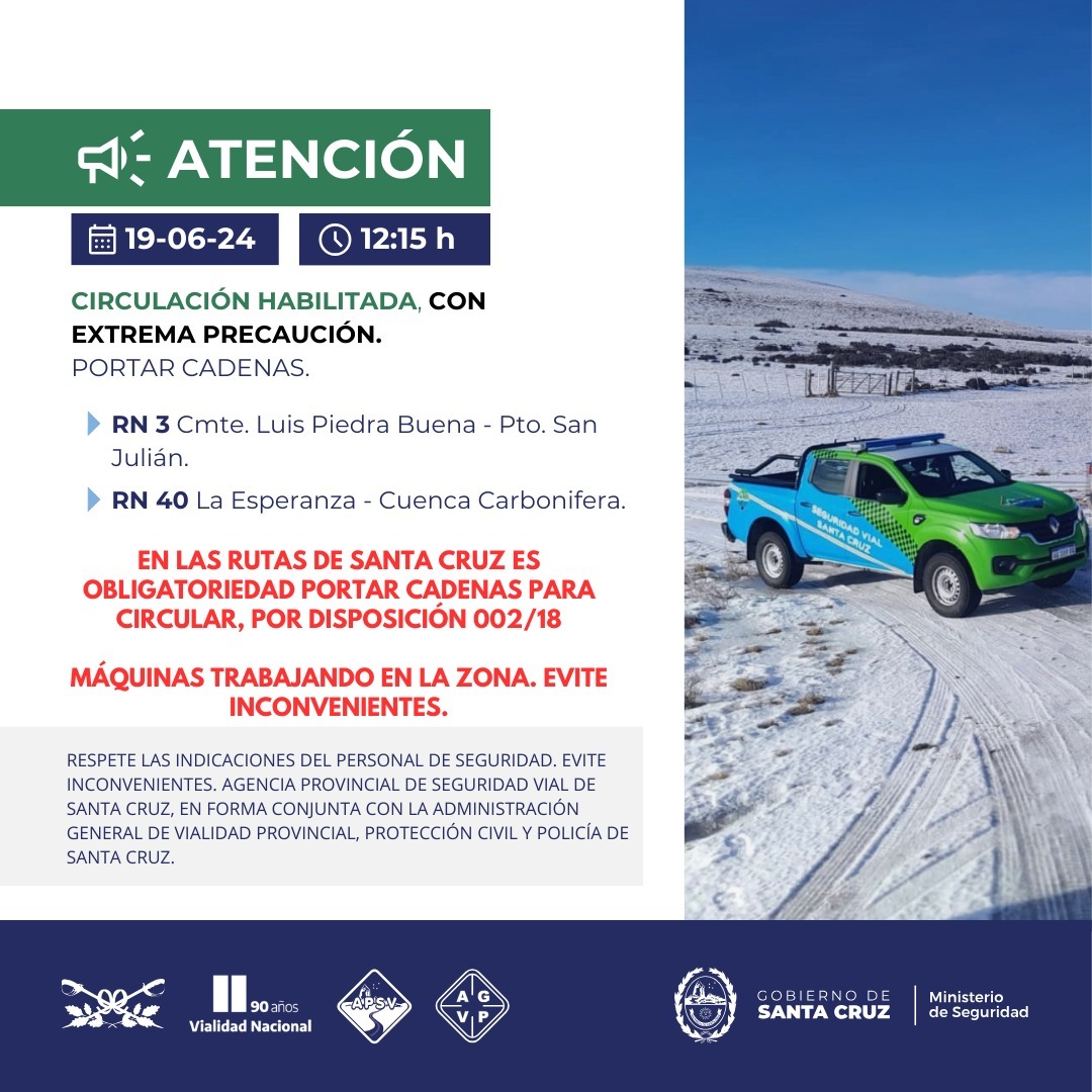 Habilitan la circulación con extrema precaución en rutas de Santa Cruz ...