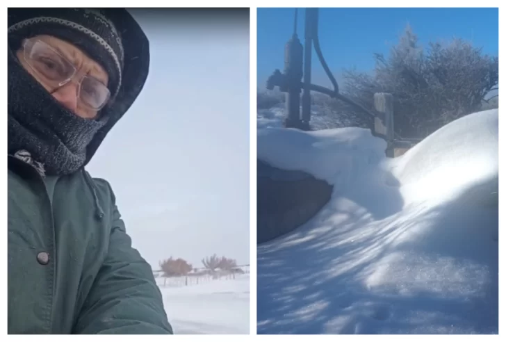 Cómo se vive el temporal en el campo de Santa Cruz: “Los corrales de las vacas están tapados con 1,50 mts. de nieve”