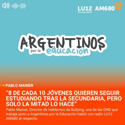 Argentinos por la Educación: “8 de cada 10 jóvenes quieren seguir estudiando tras la secundaria, pero solo la mitad lo hace”