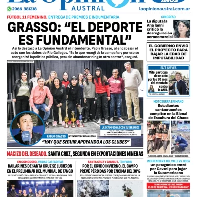 Diario La Opinión Austral tapa edición impresa del miércoles 17 de julio de 2024, Río Gallegos, Santa Cruz, Argentina