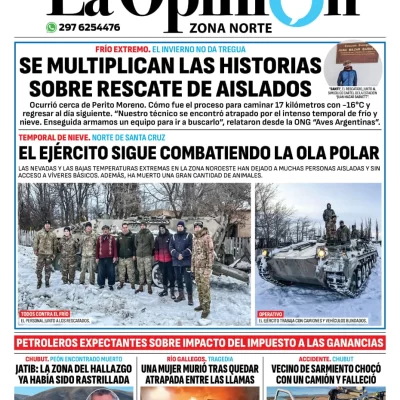 Diario La Opinión Zona Norte tapa edición impresa del viernes 19 de julio de 2024, Caleta Olivia, Santa Cruz, Argentina