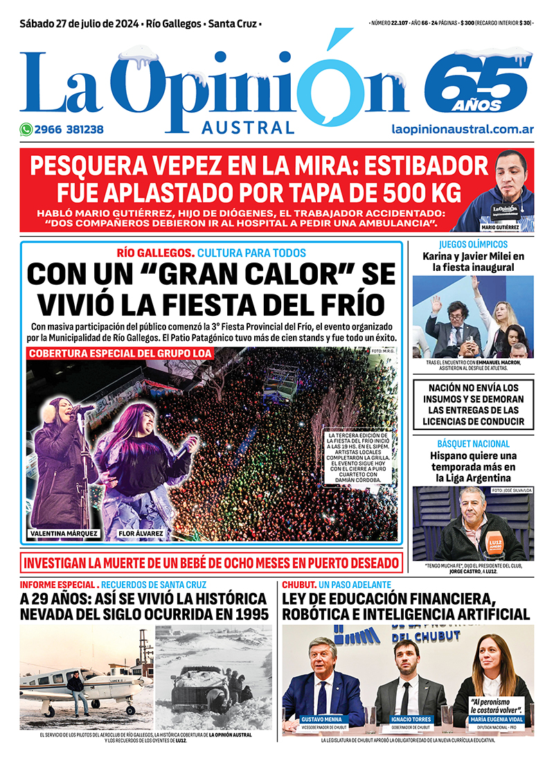 Tapa-de-la-opinion-austral-del-sabado-27-de-julio-de-2024-fiesta-del-frio-caleta-paula-educacion-financiera-529x728