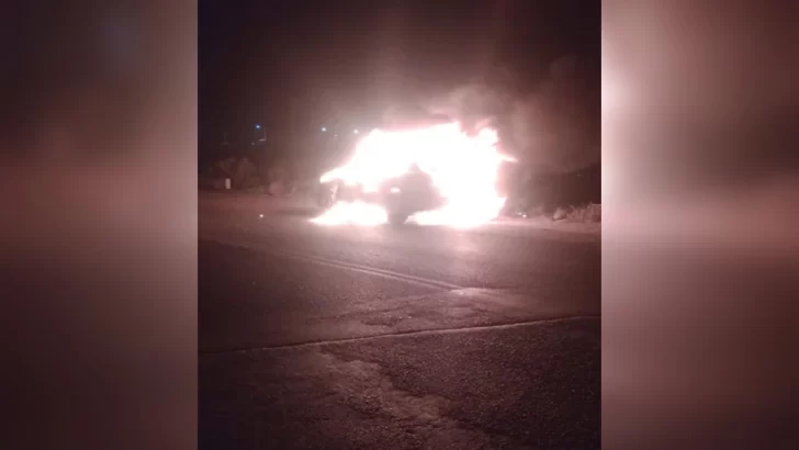 Se descompuso su auto en plena Ruta 3 y se desató un feroz incendio que consumió el vehículo