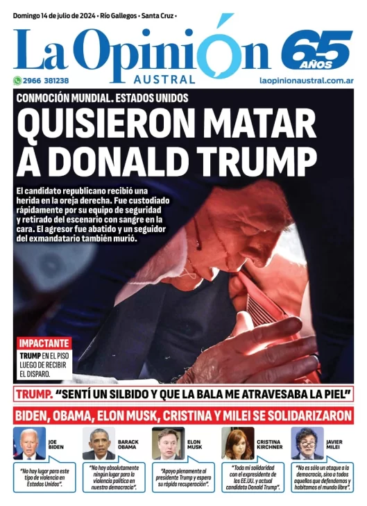 Tapa especial de La Opinión Austral: intento de asesinato a Donald Trump