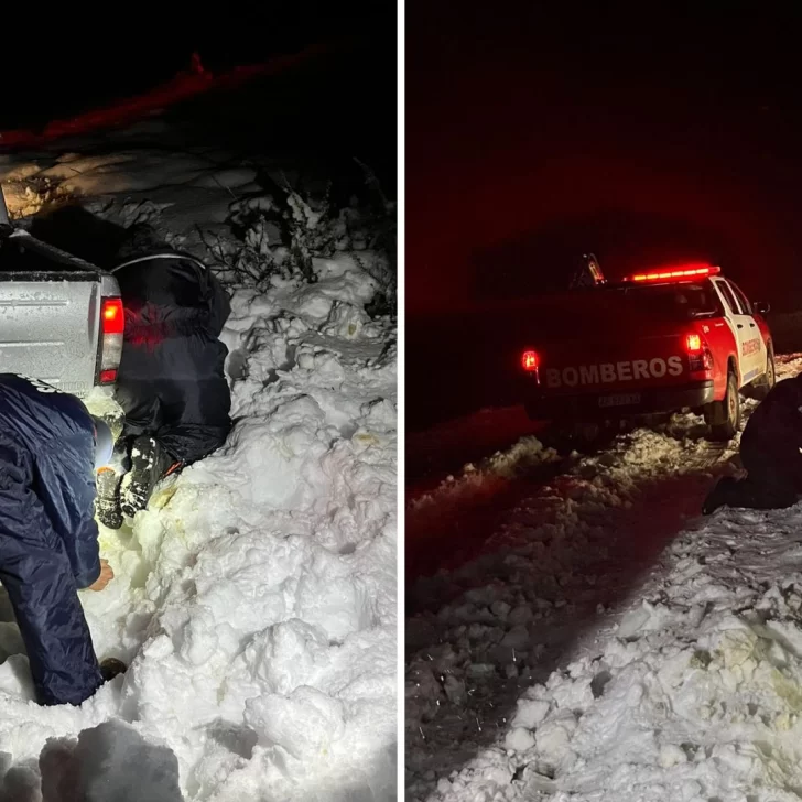 Bomberos rescataron a dos jóvenes atrapados en la nieve en ruta cercana a El Calafate