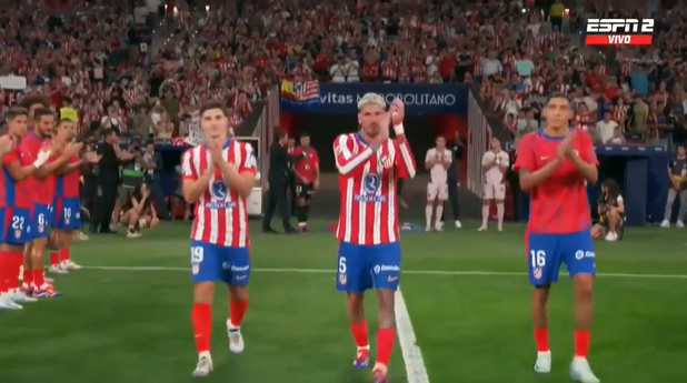 El Atlético Madrid homenajeó a Rodrigo De Paul, Julián Álvarez y Nahuel Molina por ganar la Copa América