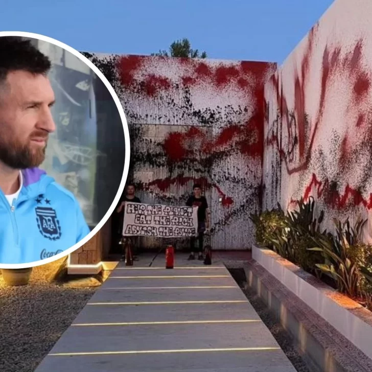 Vandalizaron la casa de Lionel Messi en Ibiza y escribieron: “Ayudar al planeta, comerse a los ricos y abolir la policía”