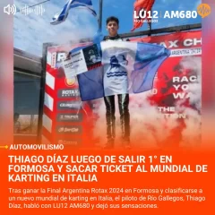 Thiago Díaz habló con LU12 luego de sacar ticket al mundial de karting en Italia