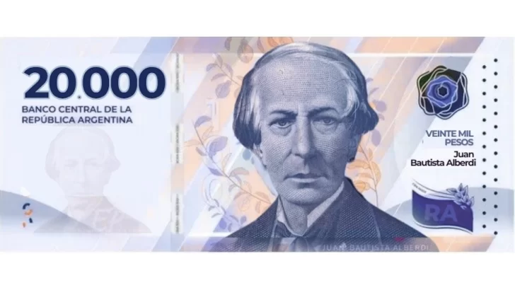 Cuándo empieza a circular el billete de $20.000 con el rostro de Alberdi