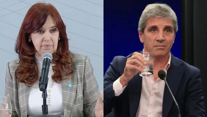 Cristina Kirchner cruzó a Caputo: “Si está fracasando otra vez, hágase cargo y no se enoje con nosotros”