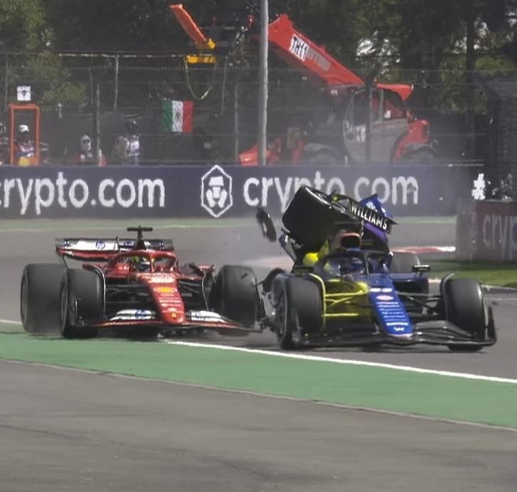 Video. Alex Albon, el compañero de Colapinto, tocó una Ferrari y chocó contra el muro: se detuvo la práctica del GP de México de F1