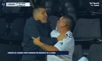 Video. Juan Román Riquelme se metió en la tribuna para frenar los incidentes entre los hinchas de Boca y Gimnasia