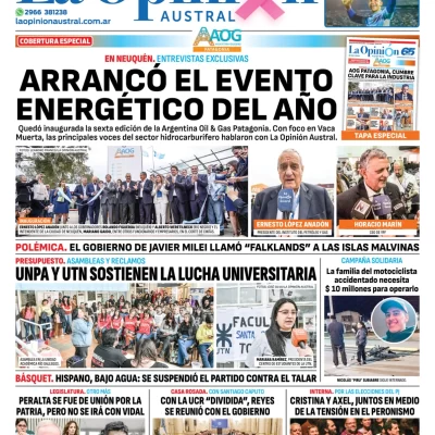 Diario La Opinión Austral tapa edición impresa del jueves 24 de octubre de 2024, Río Gallegos, Santa Cruz, Argentina