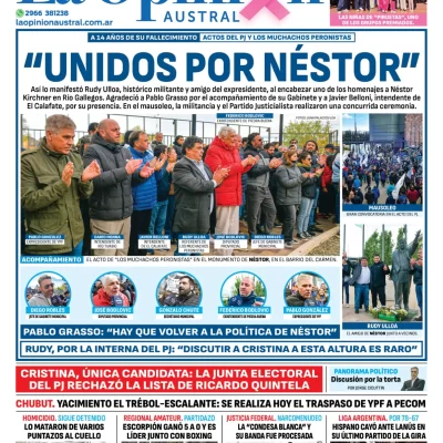 Diario La Opinión Austral tapa edición impresa del lunes 28 de octubre de 2024, Río Gallegos, Santa Cruz, Argentina