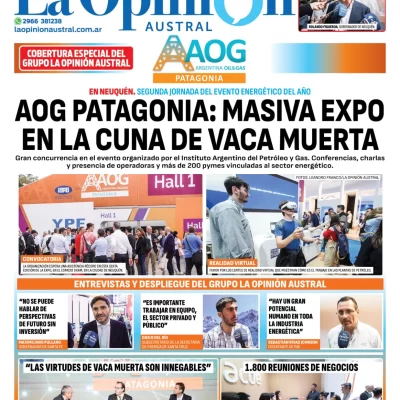 Tapa Especial de La Opinión Austral: AOG Patagonia, masiva expo en la cuna de Vaca Muerta