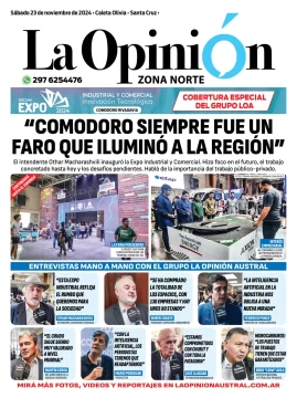 Tapa del Diario La Opinión Zona Norte edición impresa del sábado 23 de noviembre de 2024, Caleta Olivia, Santa Cruz, Argentina