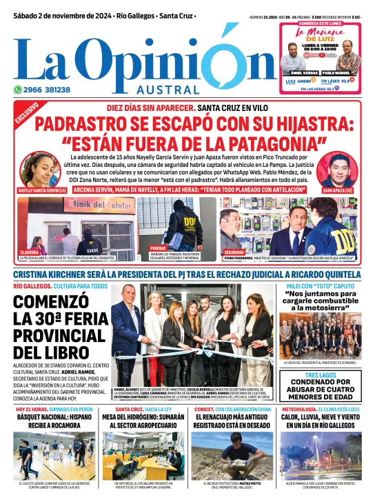 tapa-la-opinion-austral-2-de-noviembre-nayely-padrastro-feria-del-libro-santa-cruz-544x728