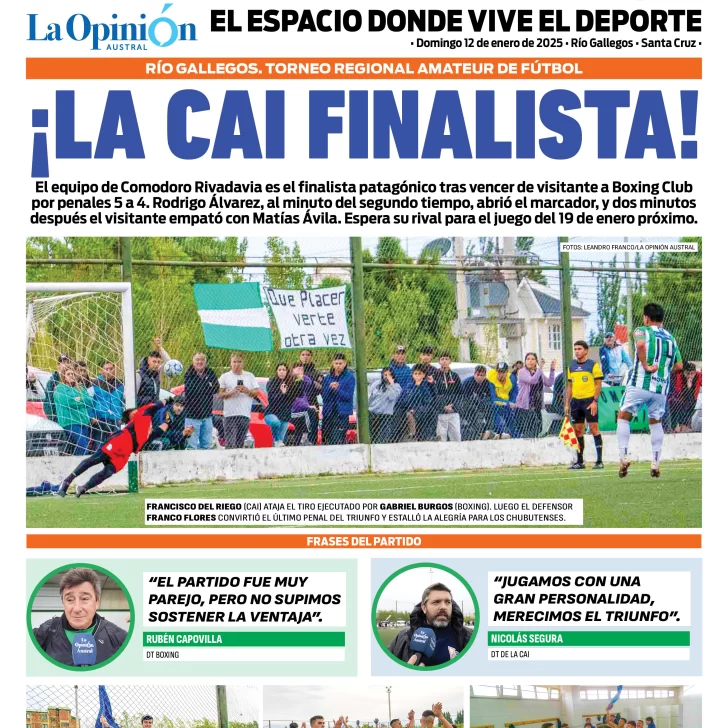 Tapa Latidos del domingo 12 de enero de 2025: La CAI finalista del Torneo Regional Amateur