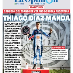 Tapa especial de La Opinión Austral: Thiago Díaz manda