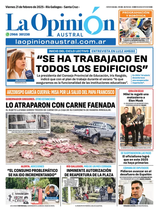 Tapa-de-La-Opinion-Austral-del-viernes-21-de-febrero-de-2025-abigeato-papa-francisco-inicio-de-clases-paso-544x728