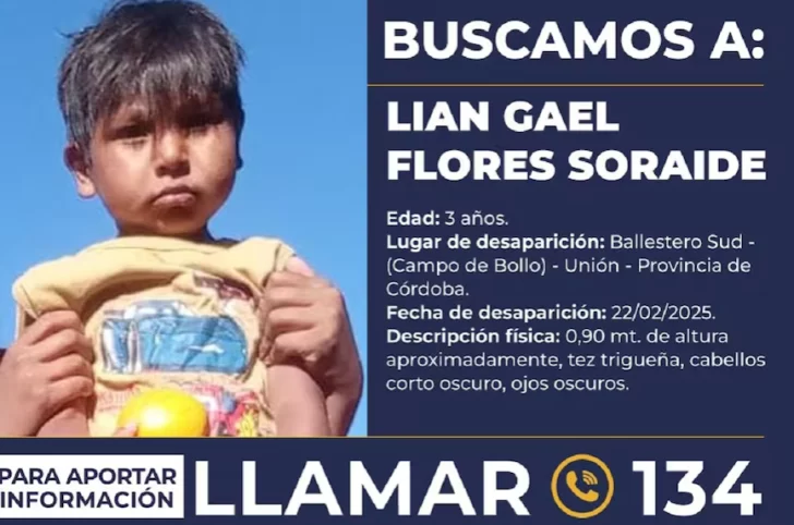 Búsqueda de Lian: investigarán la hipótesis de trata de personas
