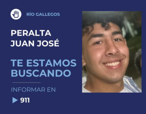 Buscan intensamente a Juan José Peralta, joven de 23 años desaparecido en Río Gallegos