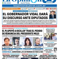 Tapa del Diario La Opinión Austral edición impresa del sábado 1 de marzo de 2025, Río Gallegos, Santa Cruz, Argentina