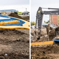 Autovía: se removió el histórico escudo de Río Gallegos
