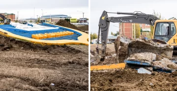 Autovía: se removió el histórico escudo de Río Gallegos