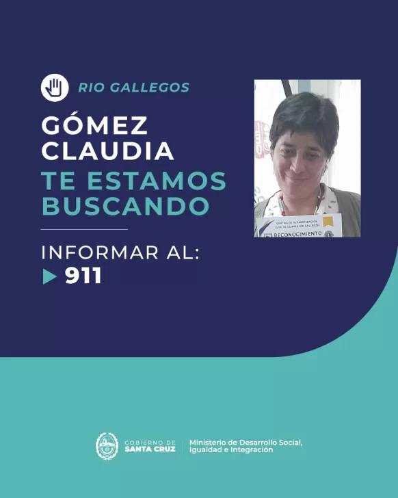 Buscan a una vecina de 48 años desaparecida en Río Gallegos Buscan a una vecina de 48 años desaparecida en Río Gallegos